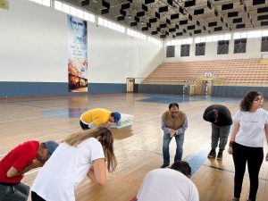 Clientes do CAARPD fazem atividades desportivas no pavilhão gimnodesportivo de Poiares