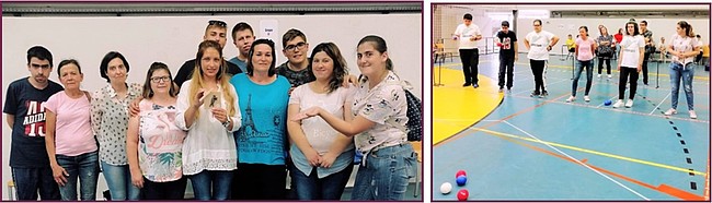 Formadora Sandra Pinto com equipa de boccia da A2000