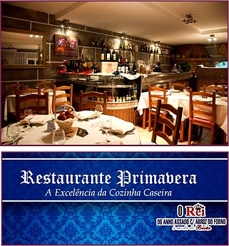 Logotipo e imagem interior do Restaurante Primavera