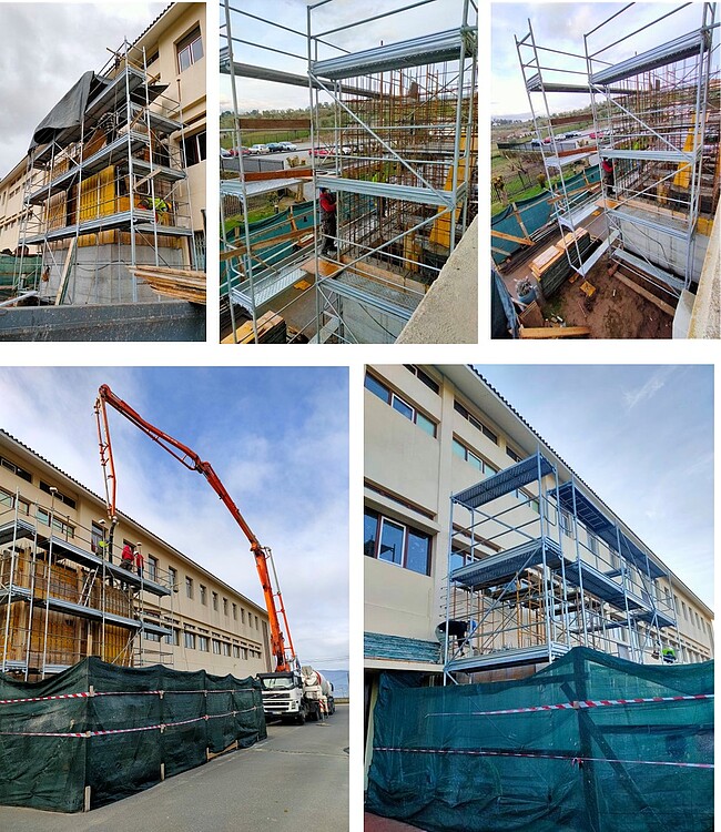 Obras de construção do elevador no edifício da sede da A2000