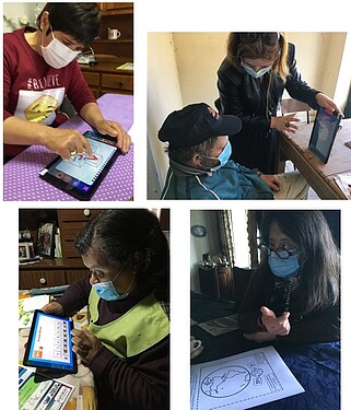 Clientes da A2000 realizam atividades de estimulação cognitiva nos tablets