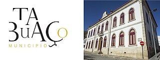 Cartaz com foto do edifício da Câmara Municipal de Tabuaço e logotipo institucional