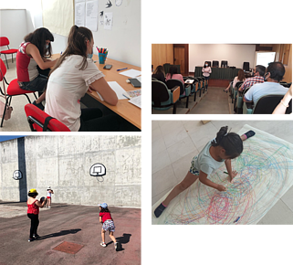 Atividades desportivas e artísticas com crianças e imagem de conferência
