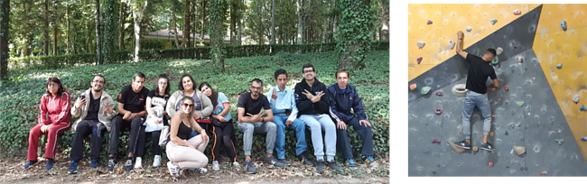 Formandos sentados no parque e a fazer atividades radicais