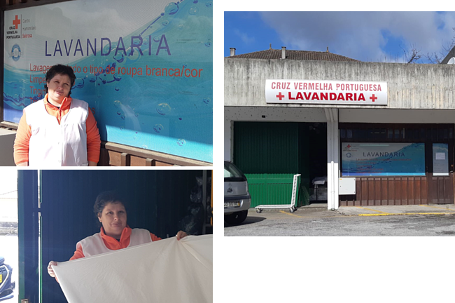 Isaura Trindade na lavandaria da Cruz Vermelha de Sabrosa