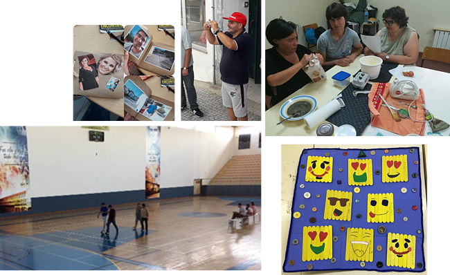 Clientes do CAARPD tiram fotografias, confecionam sobremesa e exploram pavilhão gimnodesportivo das novas instalações da A2000 em Poiares