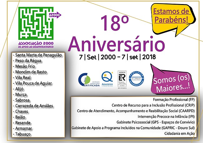 Cartaz promocional do 18º aniversário da A2000
