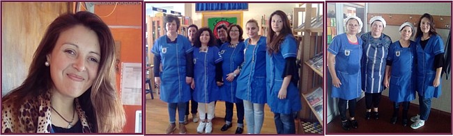 Liliana Passos com colegas no local de trabalho