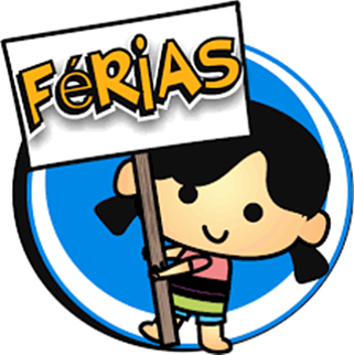 Imagem em forma de desenho animado de menina a segurar uma placa a dizer «Férias»