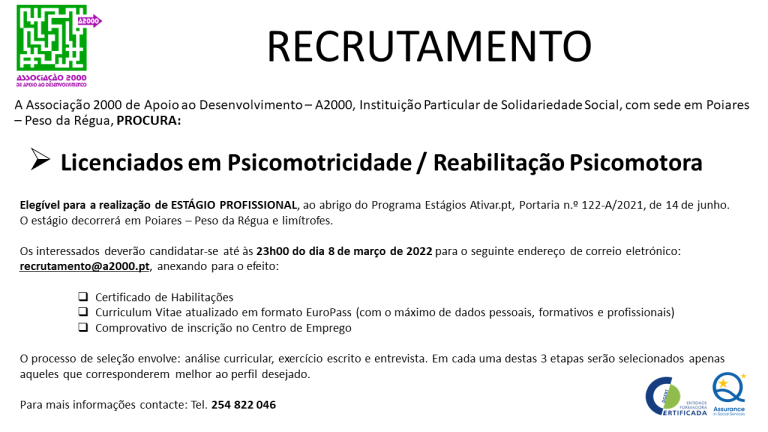 RECRUTAMENTO - Psicomotricista