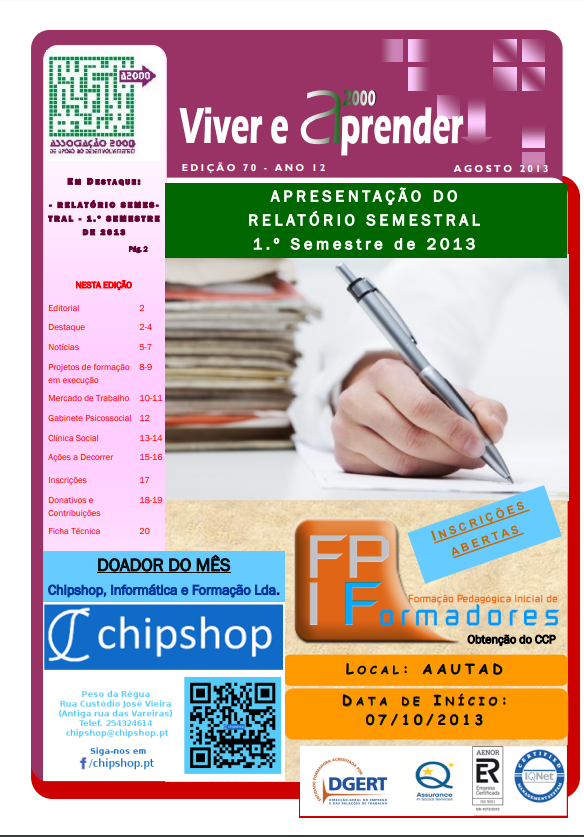 Capa Newsletter Agosto 2013