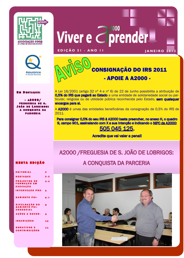 Capa Newsletter Janeiro 2012