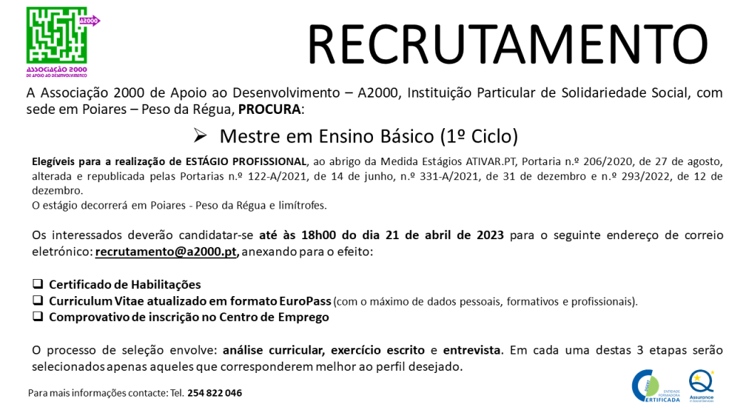 RECRUTAMENTO Ensino Básico